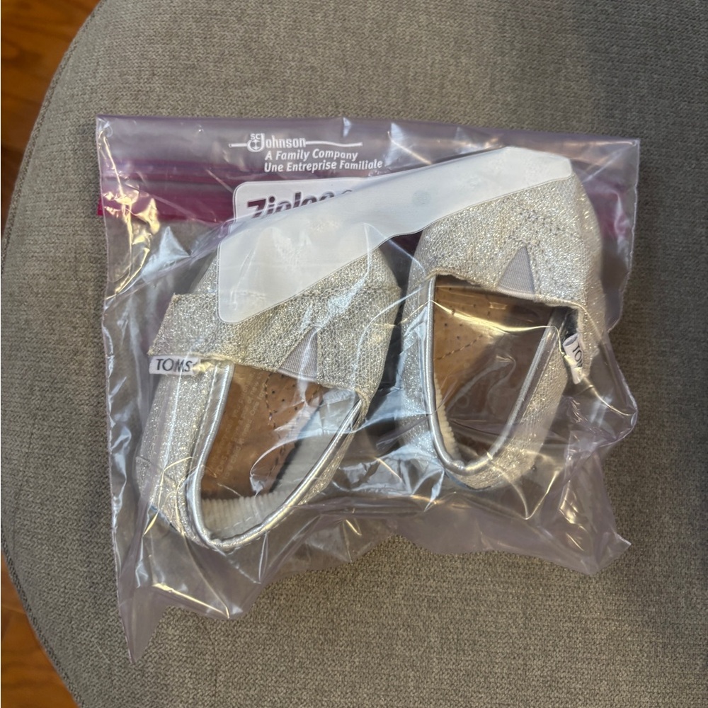 TOMS Silver Glitter Baby Shoes